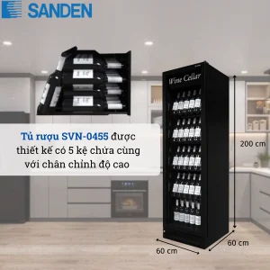 Tủ rượu vang Sanden 455L SVN-0455 – thông số, kích thước