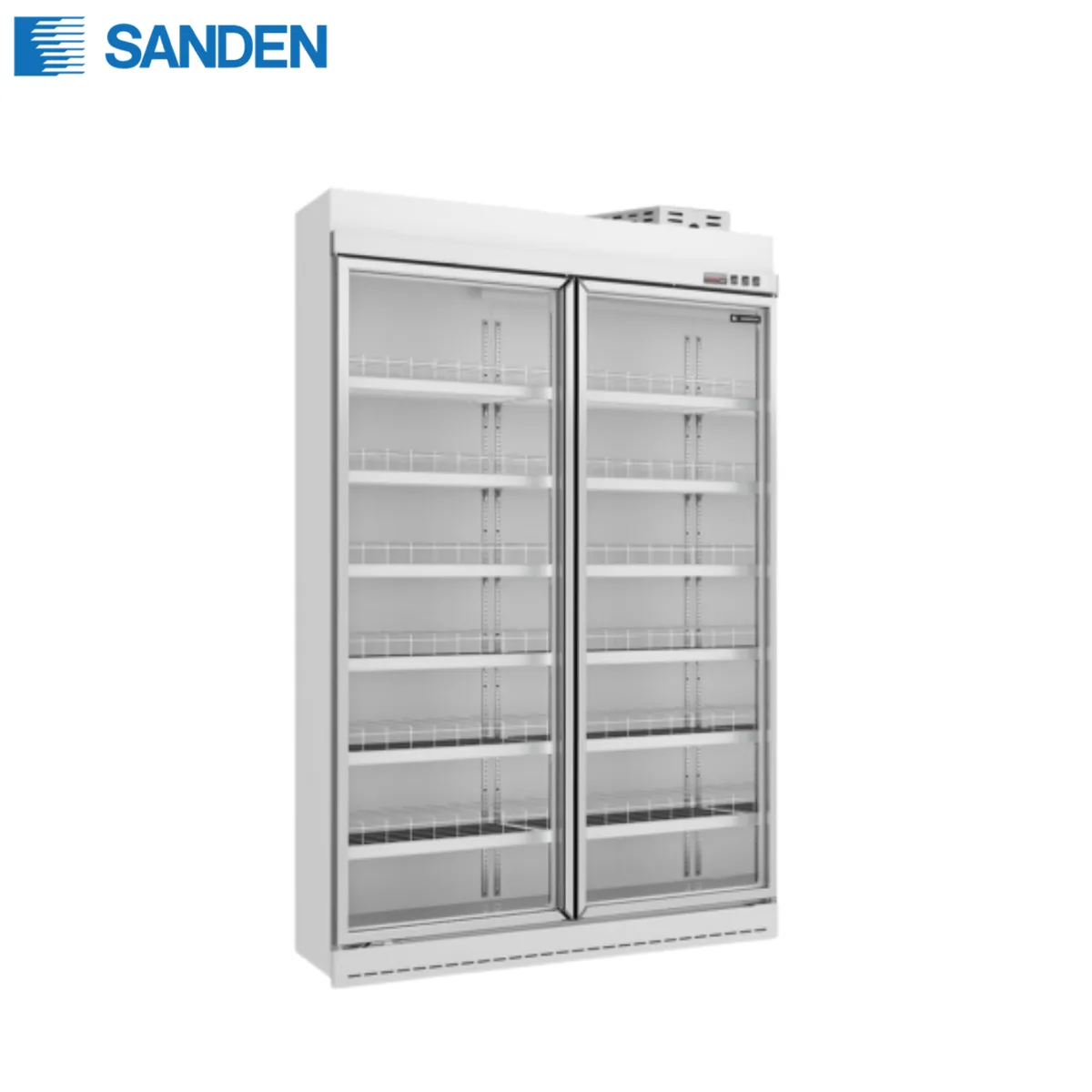 Tủ mát trưng bày siêu thị cửa kính Sanden 2 cánh 1555L SMC-1402C hệ Remote