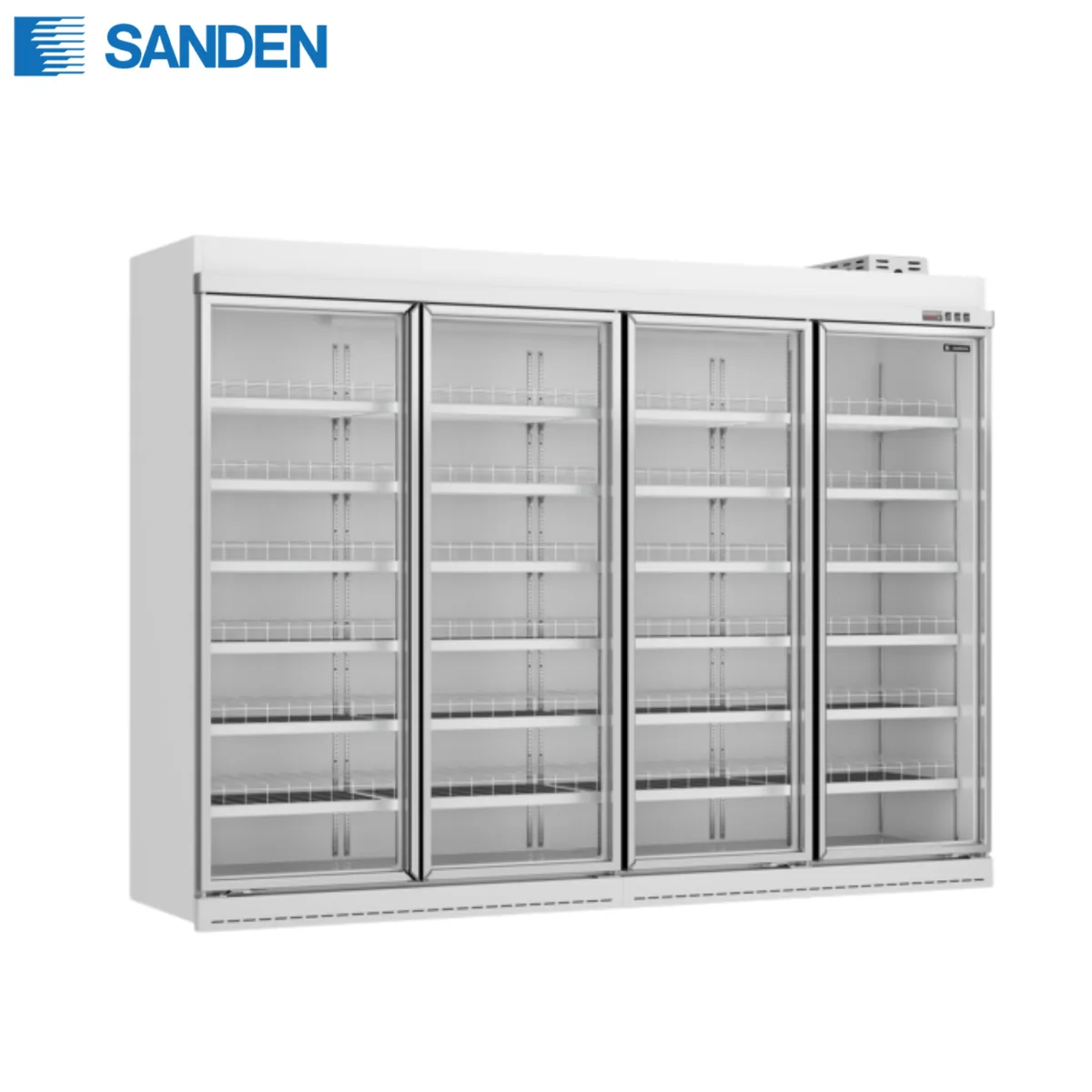Tủ mát trưng bày siêu thị cửa kính Sanden 4 cánh 3055L SMC-2804C hệ Remote